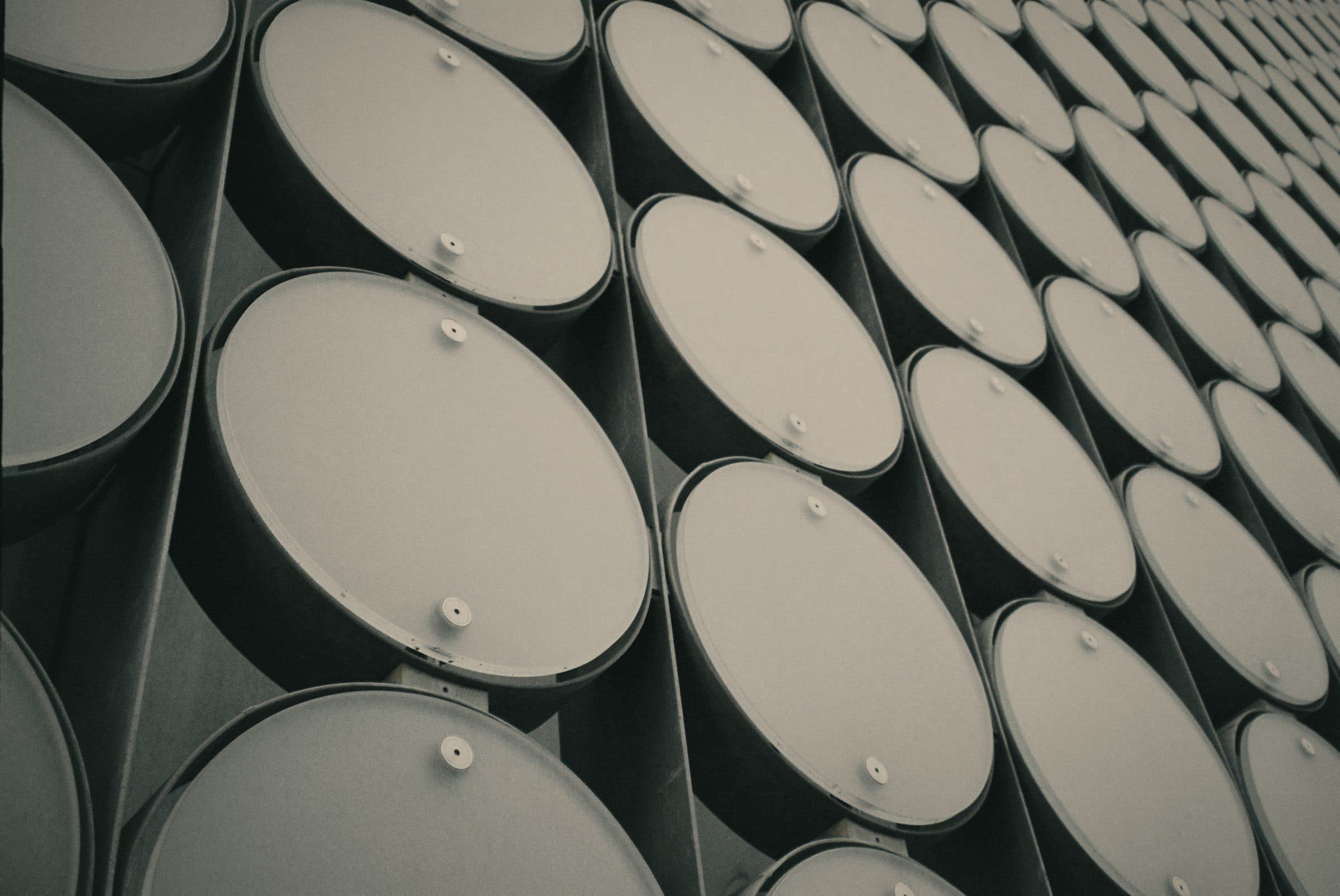 Rows of steel drums